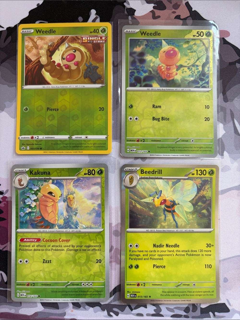 Weedle, Kakuna & Beedrill Pokémon Evolution Reverse Holo Lot 🐝 | 4 Cards ✨5/$25